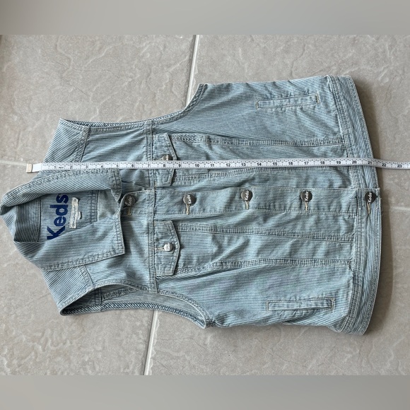**NEW** - KEDS Light Blue Striped Denim Vest (Medium) - Picture 6 of 7